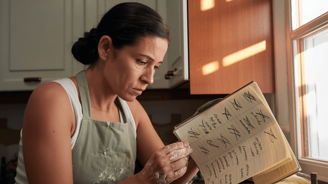 Home baker at kitchen counter — unnamed need